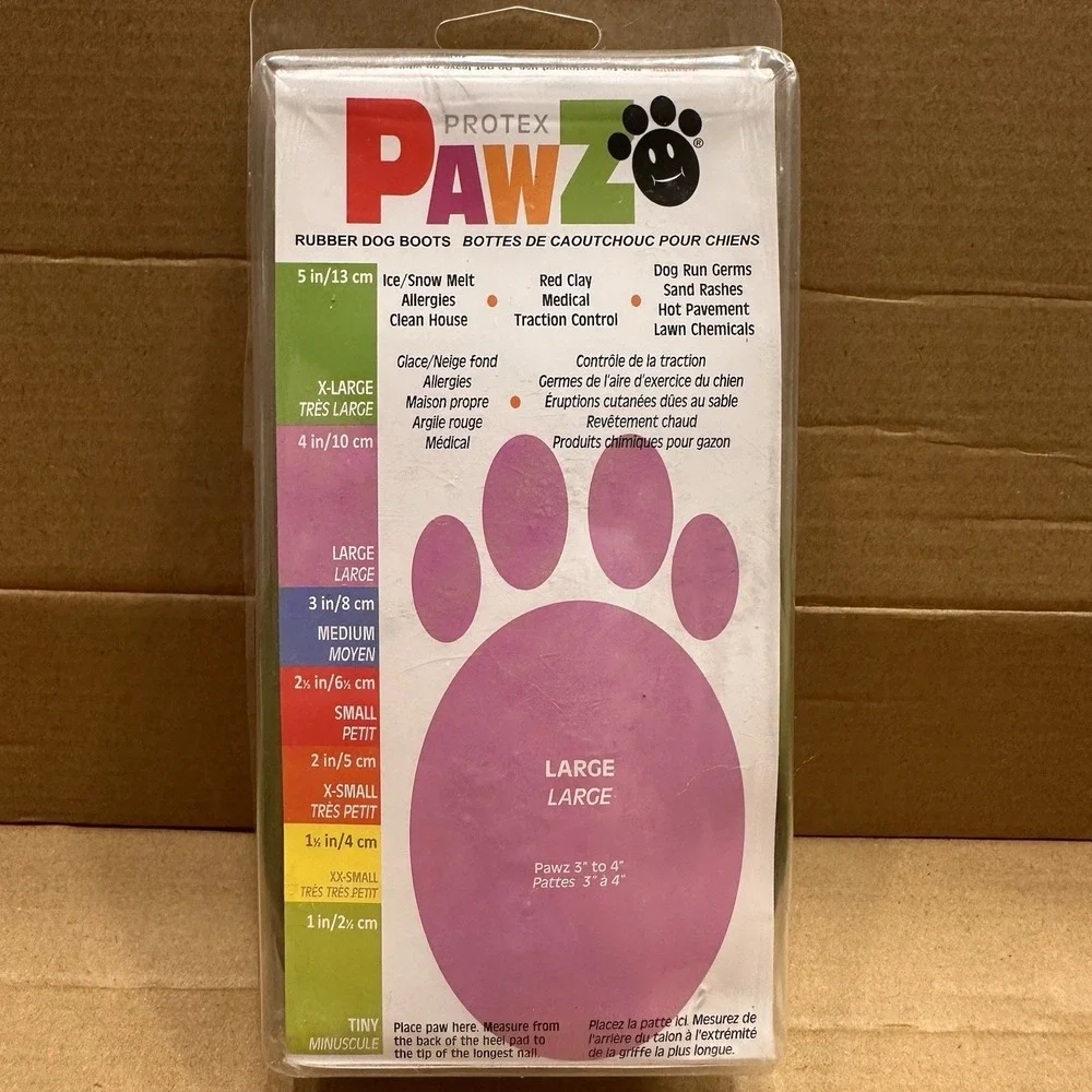 ProtexPAWZ Rubber Dog Boots All Weather Waterproof Anti-Slip SZ L GREEN 11 CT